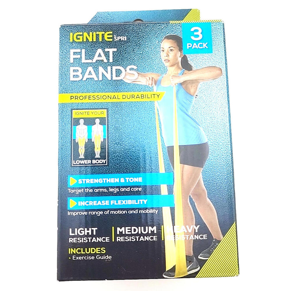 ⚡️Ignite by SPRI Flat Band Kit Workout Resistance Gear 3 Pack Professional